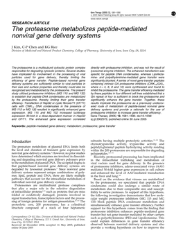The Proteasome Metabolizes Peptide-Mediated Nonviral Gene Delivery Systems