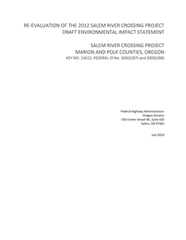 Re‐Evaluation of the 2012 Salem River Crossing Project Draft Environmental Impact Statement