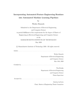 Incorporating Automated Feature Engineering Routines Into Automated Machine Learning Pipelines by Wesley Runnels