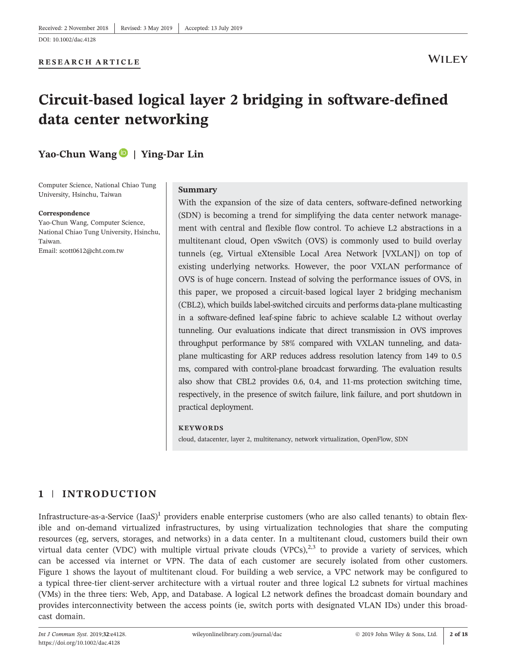 Circuit‐Based Logical Layer 2 Bridging in Software‐Defined Data Center Networking