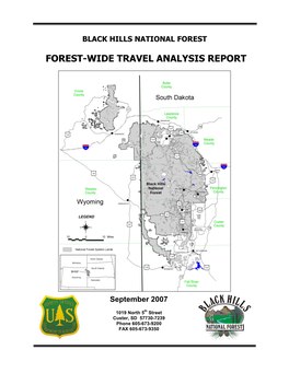 Black Hills National Forest Travel Analysis Report