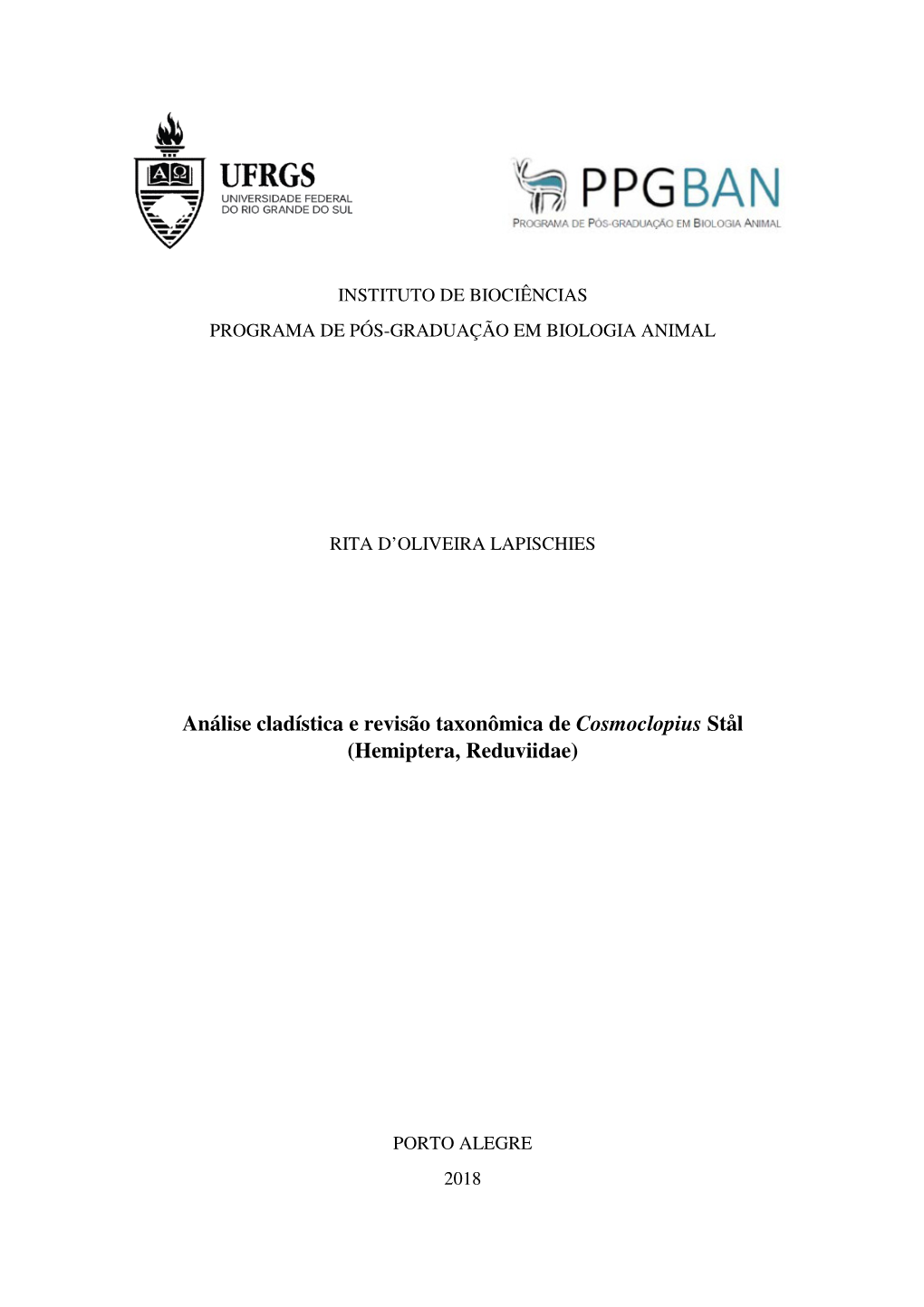 Análise Cladística E Revisão Taxonômica De Cosmoclopius Stål (Hemiptera, Reduviidae)