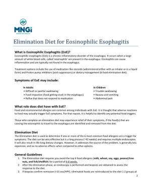 Elimination Diet for Eosinophilic Esophagitis