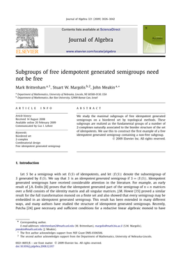 Subgroups of Free Idempotent Generated Semigroups Need Not Be Free ∗ Mark Brittenham A,1, Stuart W