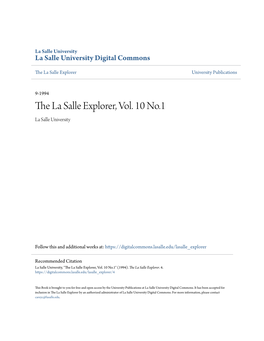 The La Salle Explorer, Vol. 10 No.1 La Salle University