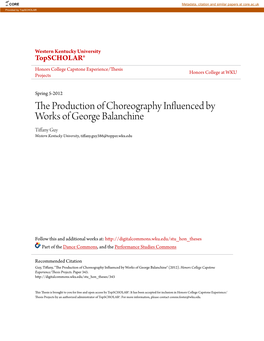 The Production of Choreography Influenced by Works Of
