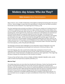 Modern-Day Arians: Who Are They?