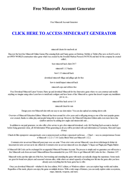 Free Minecraft Account Generator