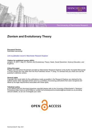 Zionism and Evolutionary Theory
