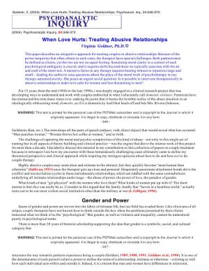 When Love Hurts: Treating Abusive Relationships