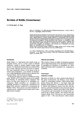 Revision of Reldia (Gesneriaceae)