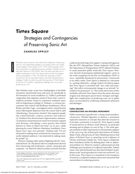 Times Square Strategies and Contingencies of Preserving Sonic Art