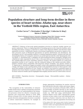 Population Structure and Long-Term Decline in Three Species of Heart Urchins Abatus Spp