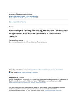 The History, Memory and Contemporary Imagination of Black Frontier Settlements in the Oklahoma Territory