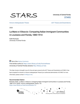 Comparing Italian Immigrant Communities in Louisiana and Florida, 1880-1914