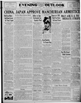 China, Japan Approve Manchurian Armistice
