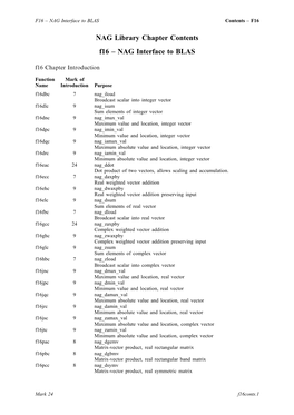 NAG Library Chapter Contents F16 – NAG Interface to BLAS F16 Chapter Introduction