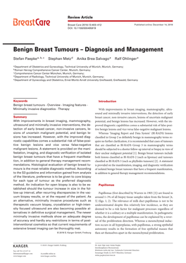 Benign Breast Tumours – Diagnosis and Management