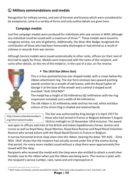 Military Commendations and Medals