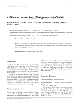 Additions to the Smut Fungi (Ustilaginomycetes) of Bolivia