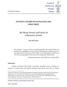 STUDENT AWARD of EXCELLENCE 2021 FIRST PRIZE the Theory