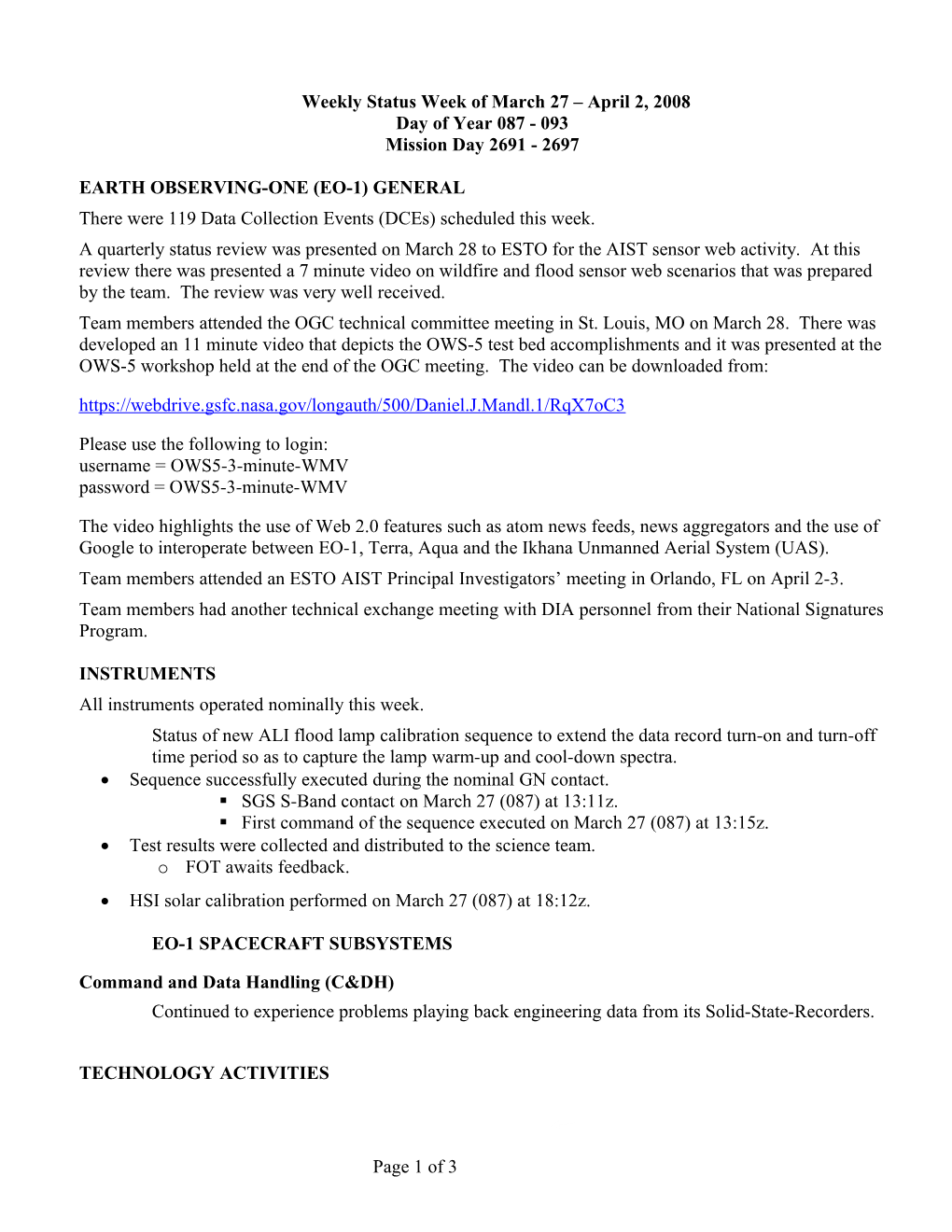 EO-1 Status Week of Jan 20-26, 2001 s5