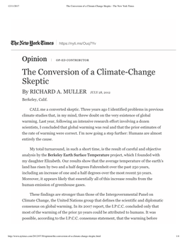 The Conversion of a Climate-Change Skeptic - the New York Times