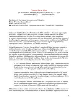 Princeton Charter School's Memo in Response to PPS Opposition Letter