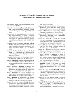 University of Hawai'i, Institute for Astronomy Publications In