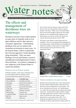 The Effects and Management of Deciduous Trees on Waterways