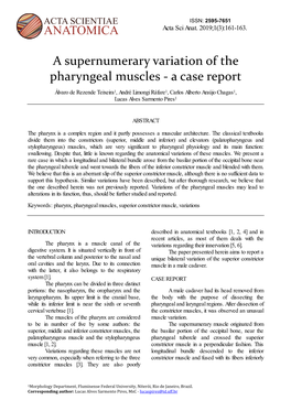 A Supernumerary Variation of the Pharyngeal Muscles - a Case Report