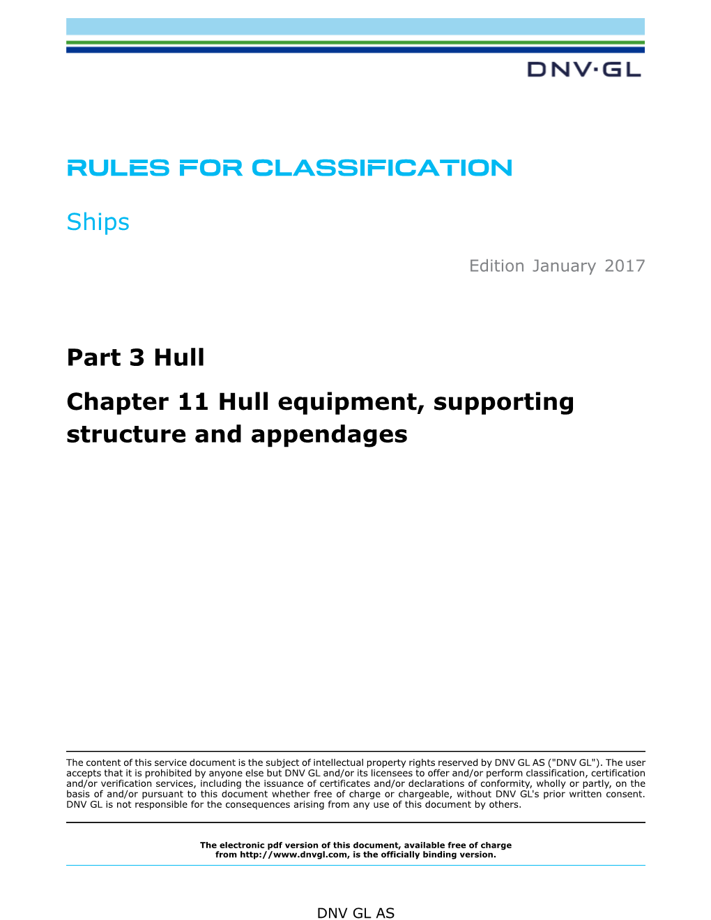 DNVGL-RU-SHIP Pt.3 Ch.11 Hull Equipment, Supporting Structure And ...