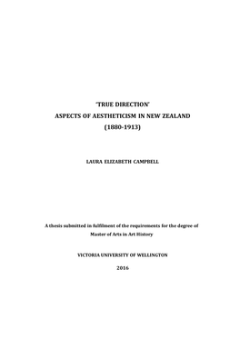 Aspects of Aestheticism in New Zealand (1880-1913)