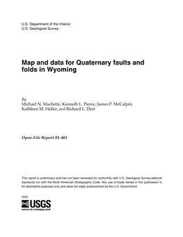 Map and Data for Quaternary Faults and Folds in Wyoming