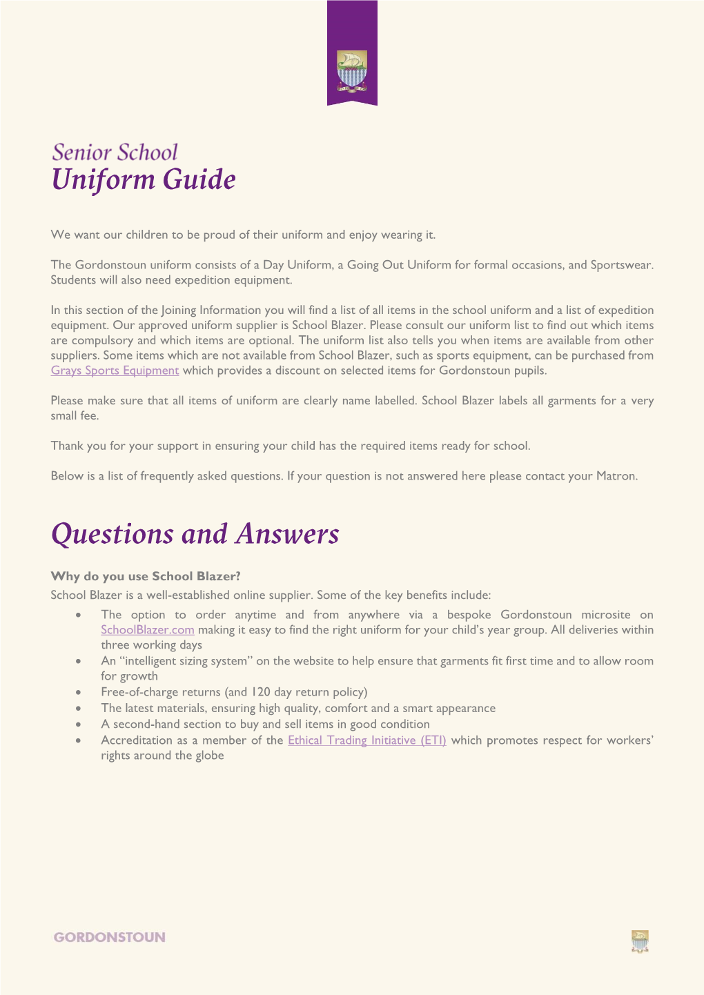 Uniform Guide Questions and Answers