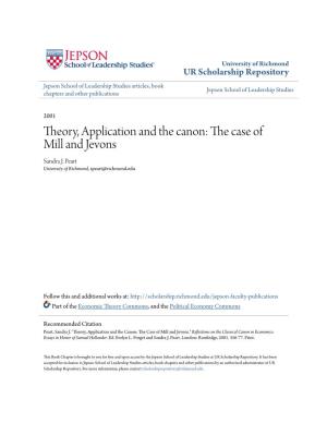 Theory, Application and the Canon: the Case of Mill and Jevons