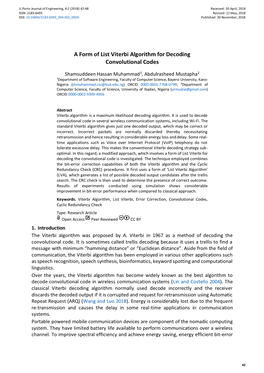 A Form of List Viterbi Algorithm for Decoding Convolutional Codes