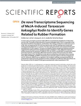De Novo Transcriptome Sequencing of Meja-Induced Taraxacum