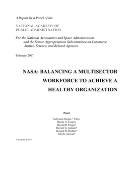 Nasa: Balancing a Multisector Workforce to Achieve a Healthy Organization