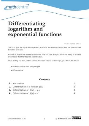 Differentiating Logarithm and Exponential Functions