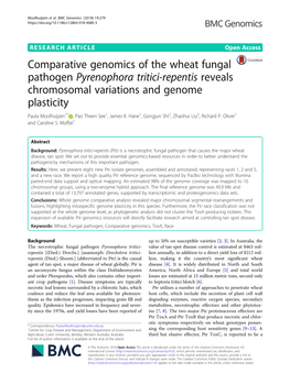 Comparative Genomics of the Wheat Fungal Pathogen Pyrenophora Tritici-Repentis Reveals Chromosomal Variations and Genome Plastic