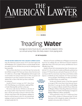 Treading Water Average Pro Bono Hours by Am Law 200 Firms Dipped in 2014, Our Annual Survey Finds