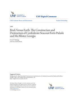 THE CONSTRUCTION and DESTRUCTION of CONFEDERATE SEACOAST FORTS PULASKI and Mcallister, GEORGIA