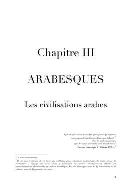 Chapitre III ARABESQUES
