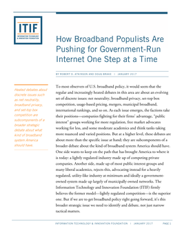 How Broadband Populists Are Pushing for Government-Run Internet One Step at a Time