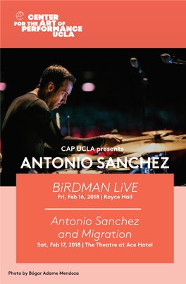 ANTONIO SANCHEZ Birdman Live Fri, Feb 16, 2018 | Royce Hall