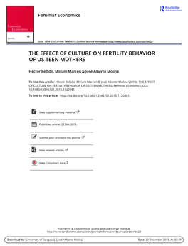 The Effect of Culture on Fertility Behavior of Us Teen Mothers