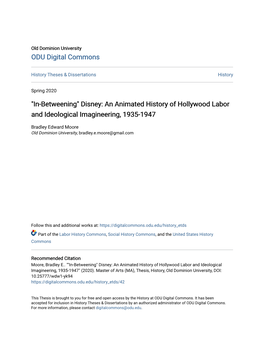 "In-Betweening" Disney: an Animated History of Hollywood Labor and Ideological Imagineering, 1935-1947