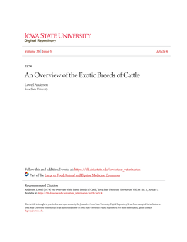 An Overview of the Exotic Breeds of Cattle Lowell Anderson Iowa State University