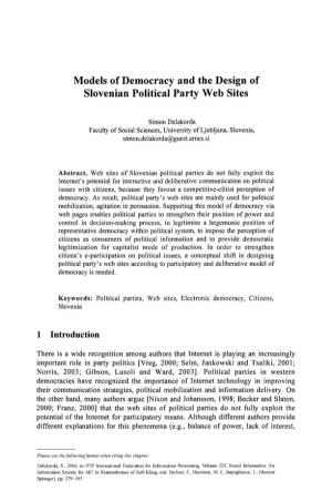 Models of Democracy and the Design of Slovenian Political Party Web Sites